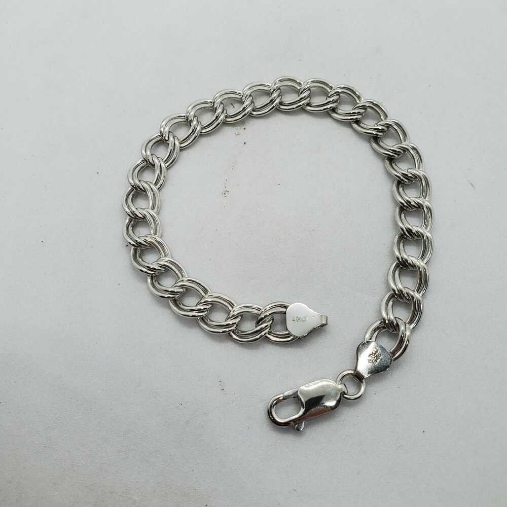 Sterling Silver Charm Bracelet 925 DNT 8.25" Lobster Clasp